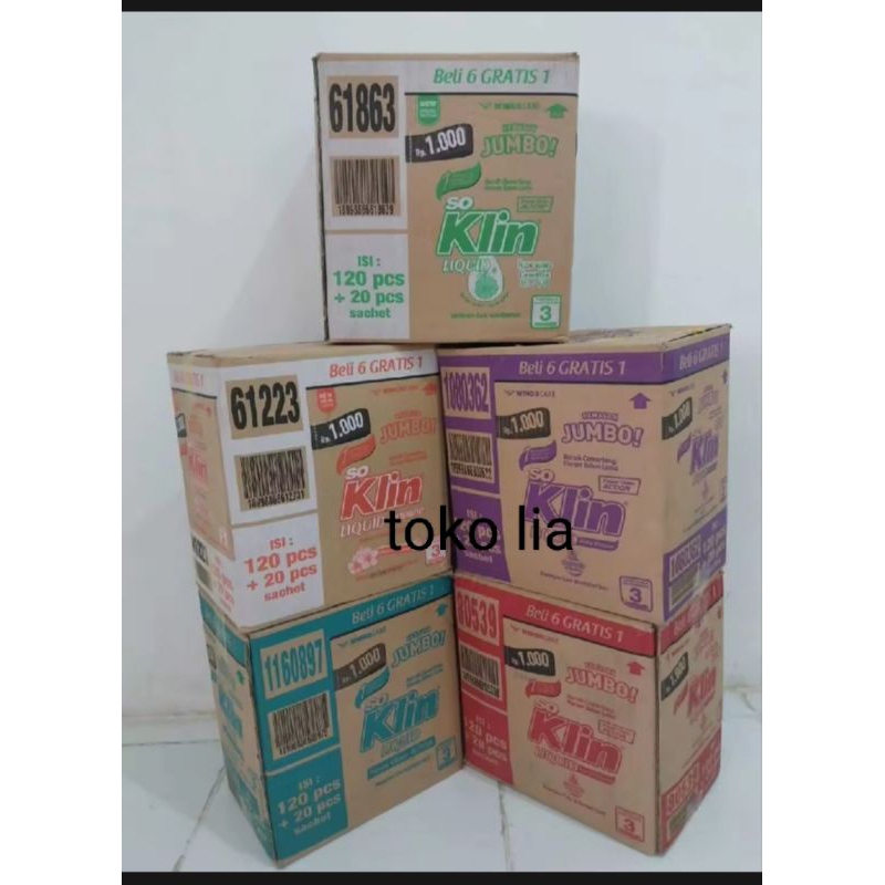 detergen cair soklin liquid jumbo 40ml (120 + 20 sachet)1 dus