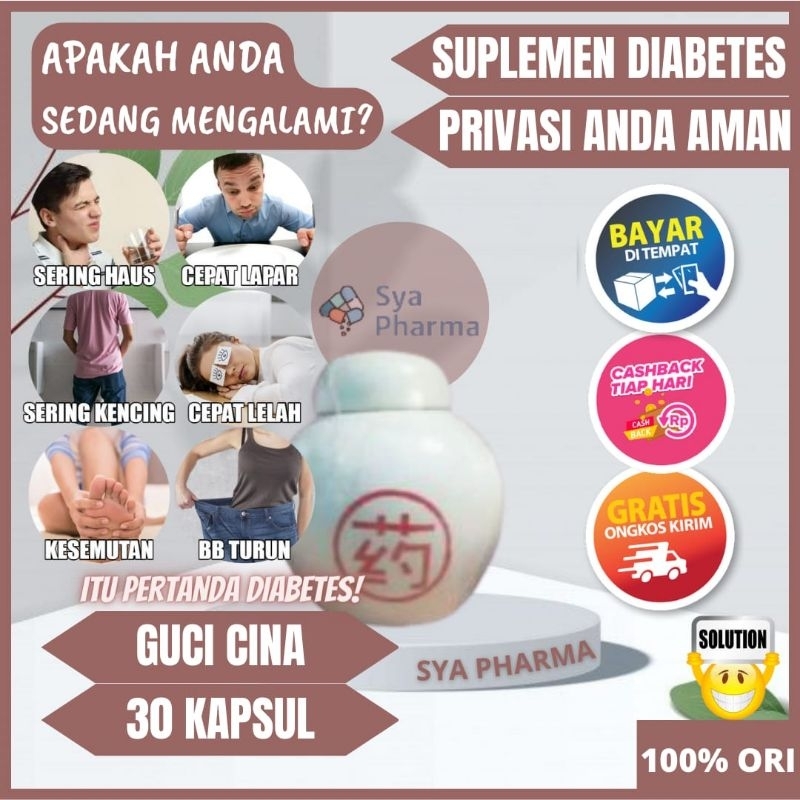 Guci Cina Kapsul Diabetes Kencing Manis Herbal Alami Asli Original
