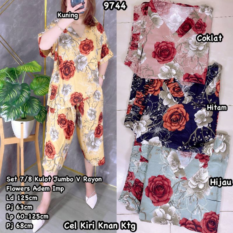 CS 9744 SETELAN KULOT BUNGA JUMBO BAHAN RAYON