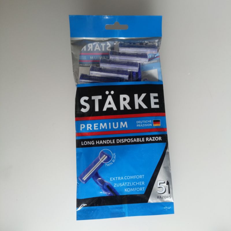 STARKE PREMIUM Twin Blade Razors – Pouch of 5 Razors - Silet Cukur Starke 2 Mata Pisau - Kumis Jengg