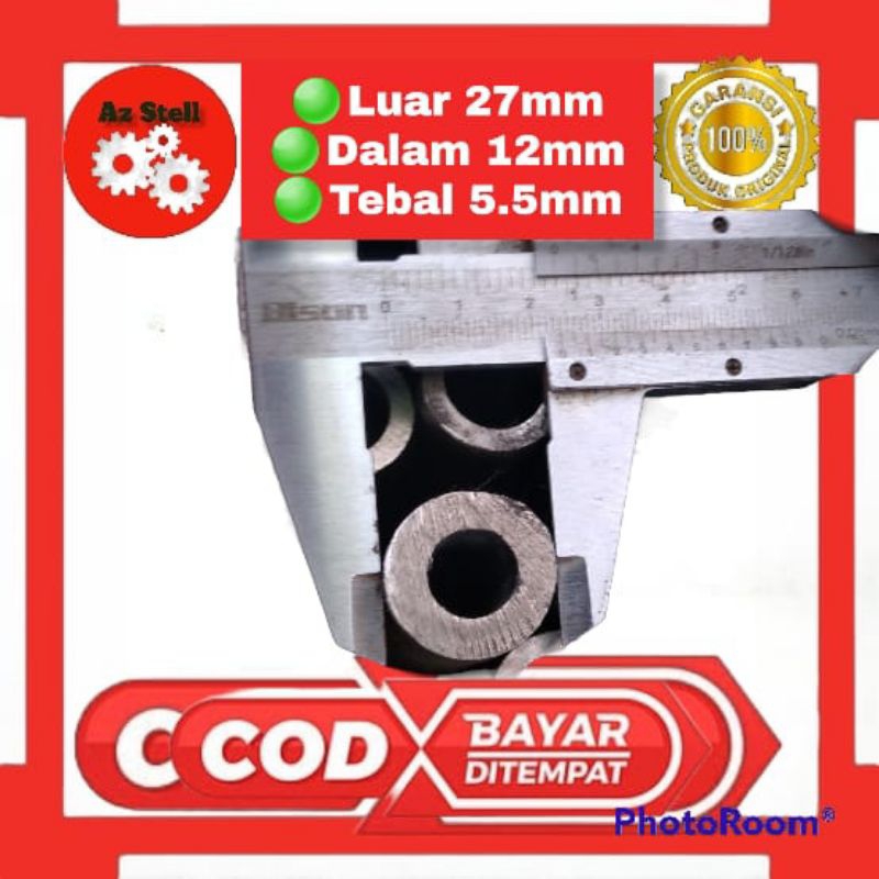 pipa besi seamles luar/OD 27mm dalam/ID 12mm tebal 7,5mm ukuran 10-50cm