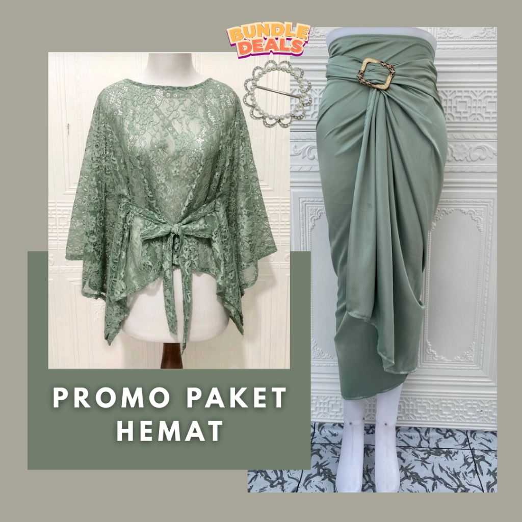 COD Satu set kebaya brukat modern kebaya kekinian setelan kondangan wanita dewasa setelan kebaya cap