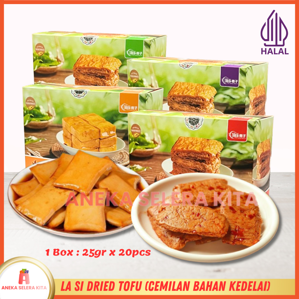 

La Si Dried Tofu Snack / Tahu Semi Kering Asin Gurih Pedas Box/20pcs x 25gr