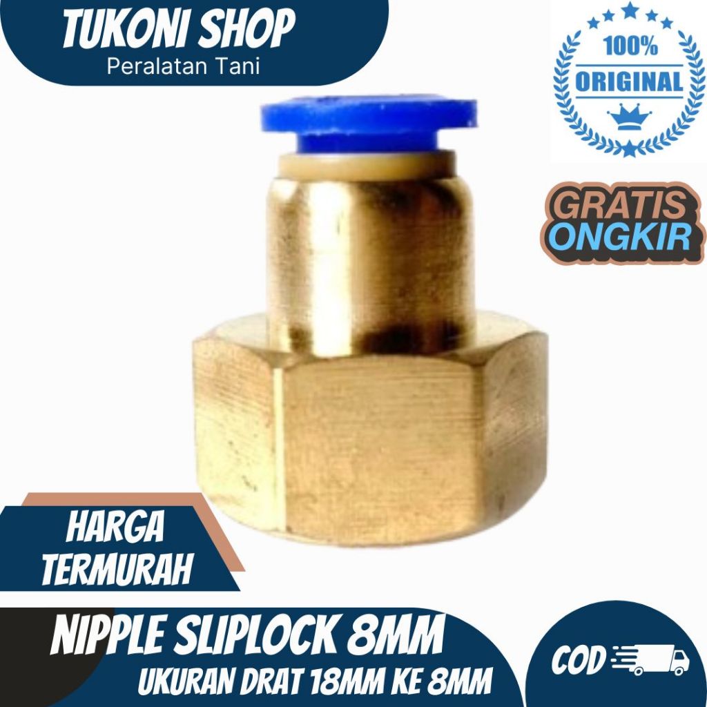 Konektor Pompa DC drat 18mm ke selang PU 8mm