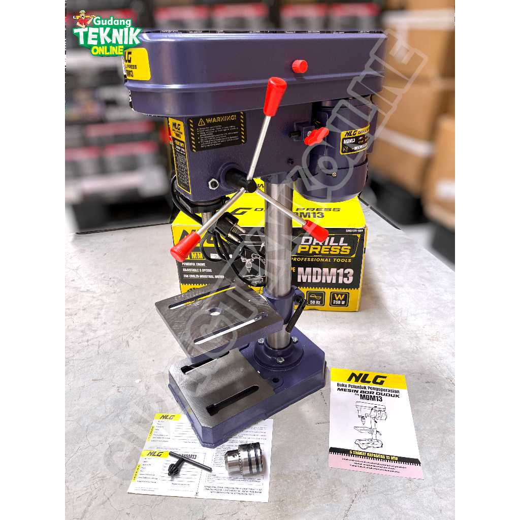 NLG Mesin Bor Duduk 13mm NLG MDM13 250W / Mesin Bor Duduk Listrik 13 mm 13mm Bench Drill Press 250Wa