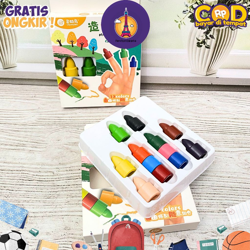 

Crayon Susun Jari Lingdong Bird Isi 12 Pcs Alat Tulis Stationery Krayon Alat Mewarnai