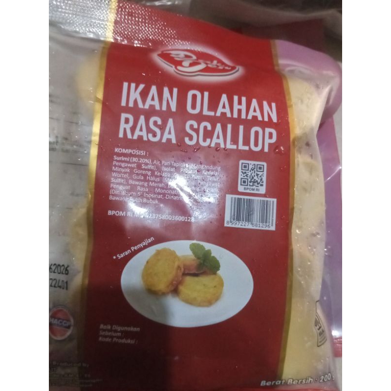 

1pak ikan olahan pakden rasa scallop bekal anak seolah fre saus renteng