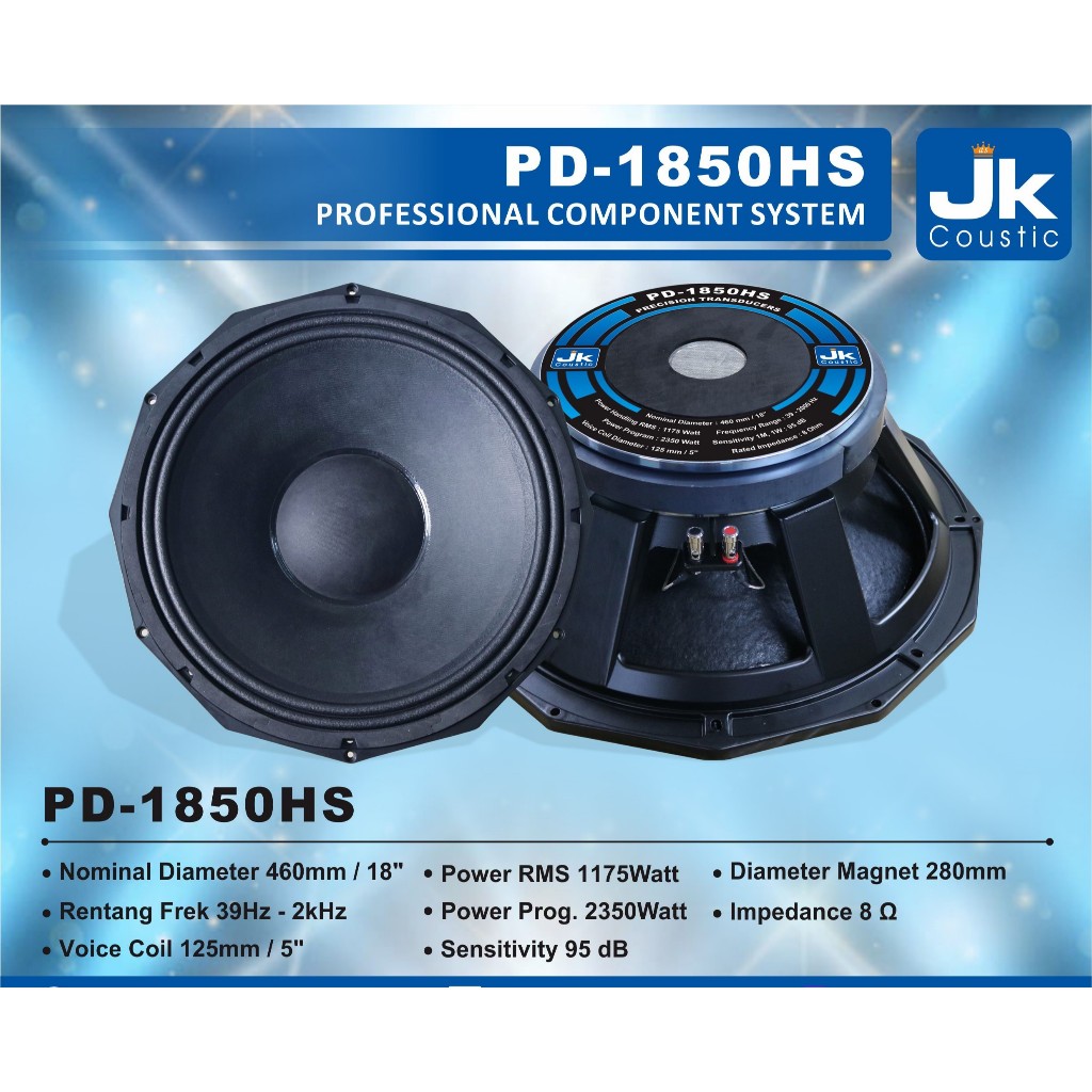 Speaker PD 1850HS Jk Coustic Speaker 18 inc Magnet Sambung