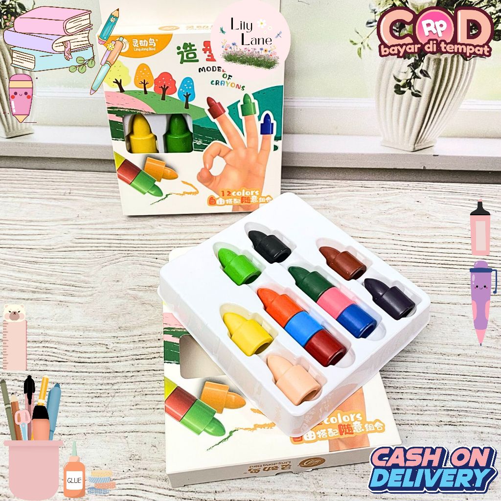 

Crayon Susun Jari Lingdong Bird Isi 12 Pcs Alat Tulis Stationery Krayon Alat Mewarnai
