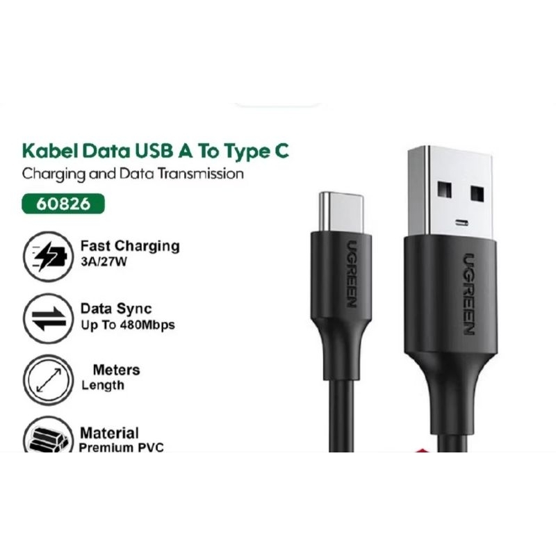 ugreen 60826 kabel type c 3meter / kabel type c 3 meter ugreen 60826 / kabel ugreen type c 60826