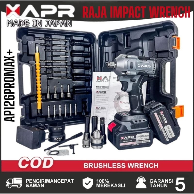 Bor Impact Wrench 1000NM 88vf 2 Baterai XAPR Japan Technology AP126PROMAX+