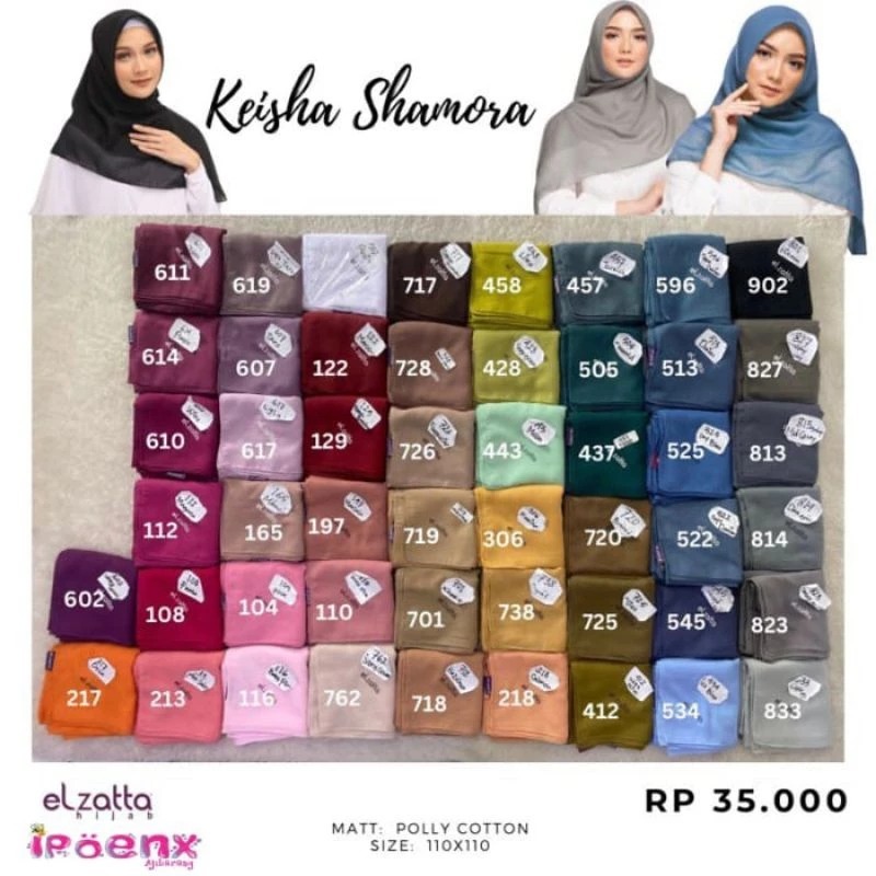 HIJAB SEGIEMPAT ELZATTA KEISHA SHAMORA|KERUDUNG SEGIEMPAT POLOS ELZATTA|S4 POLOS VOAL TERLARIS