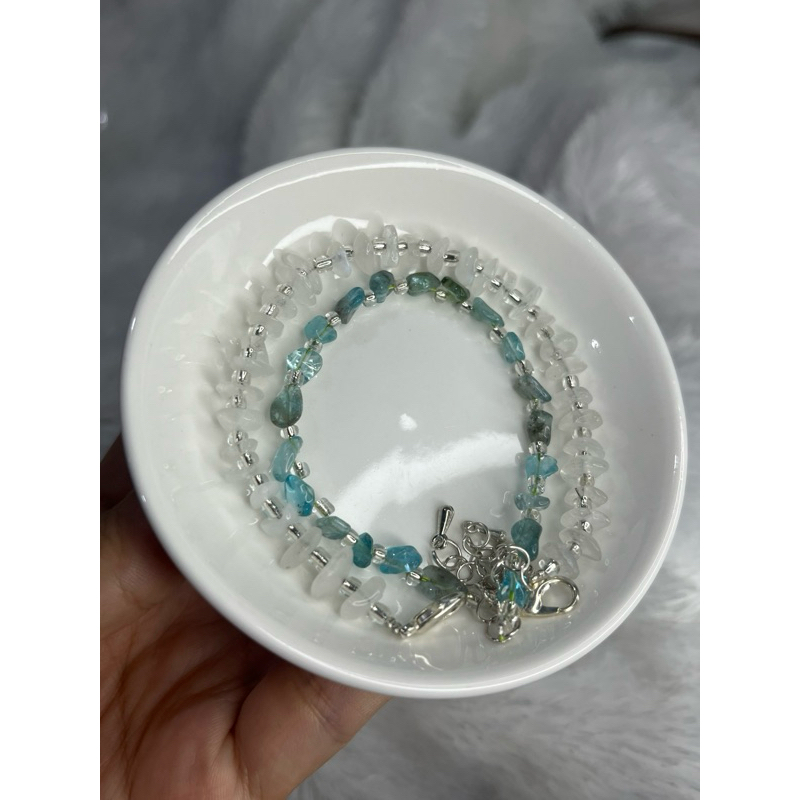 Gelang Batu Alam ASLI Moonstone dan Fluorite