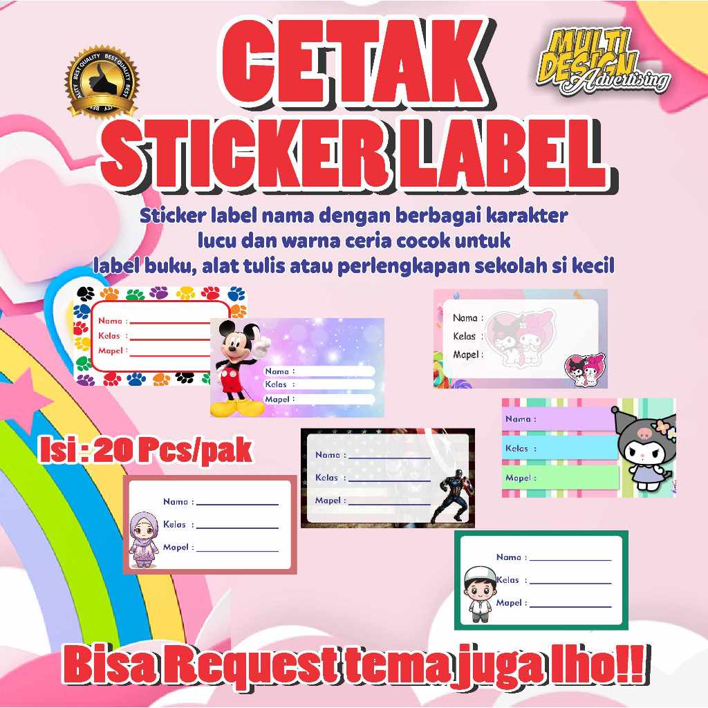 

COD sticker label untuk buku alat tulis lucu