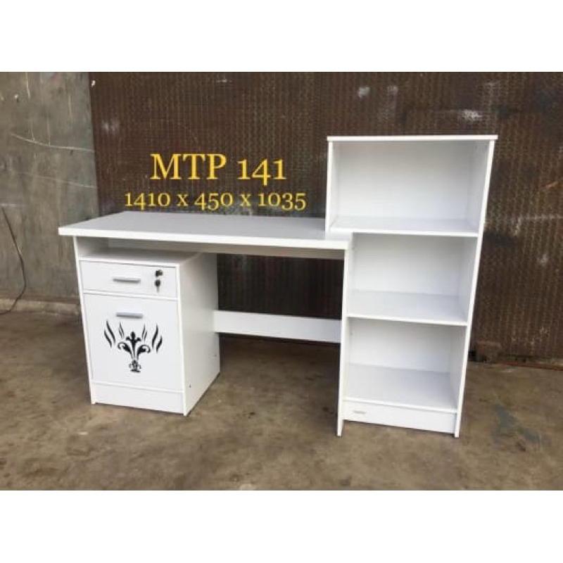 Meja Belajar Minimalis / Meja Belajar Putih / Meja Belajar Rak Atas / Meja Tulis / Rak Buku / Meja B