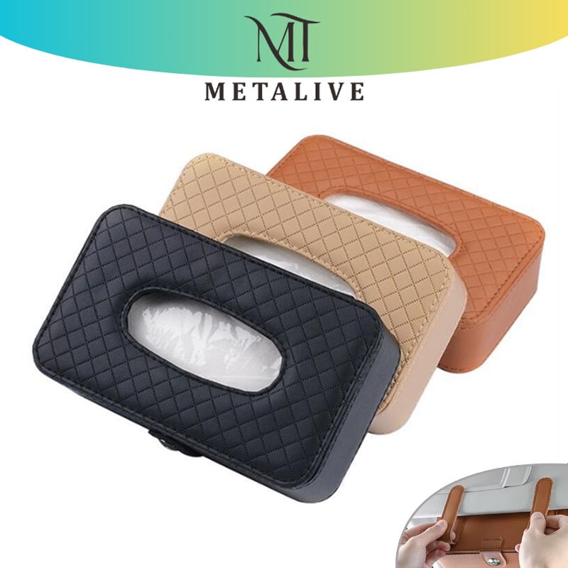 METALIVE Mewah Tempat Tisu Mobil Kotak Tisu Leather Gantung Hanger Kotak Tisu Mobil