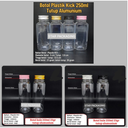 Botol Kale 250ml Botol Kale Kotak 250ml Tutup Alumunium Botol Kick 250