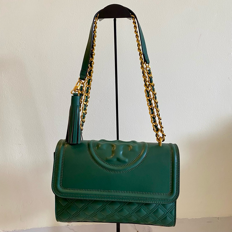 Tory Burch Fleming Convertible Shoulder Bag – Green – Limited Color - Semi Mirror