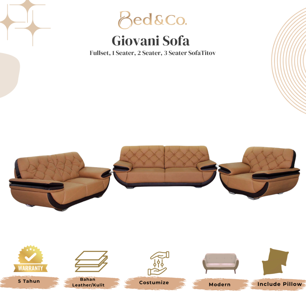 Sofa Tamu Modern Minimalis Set 321 - Sofa Tamu Kulit Kaki Metal - Sofa Tamu Set 321 Kulit Kaki Besi
