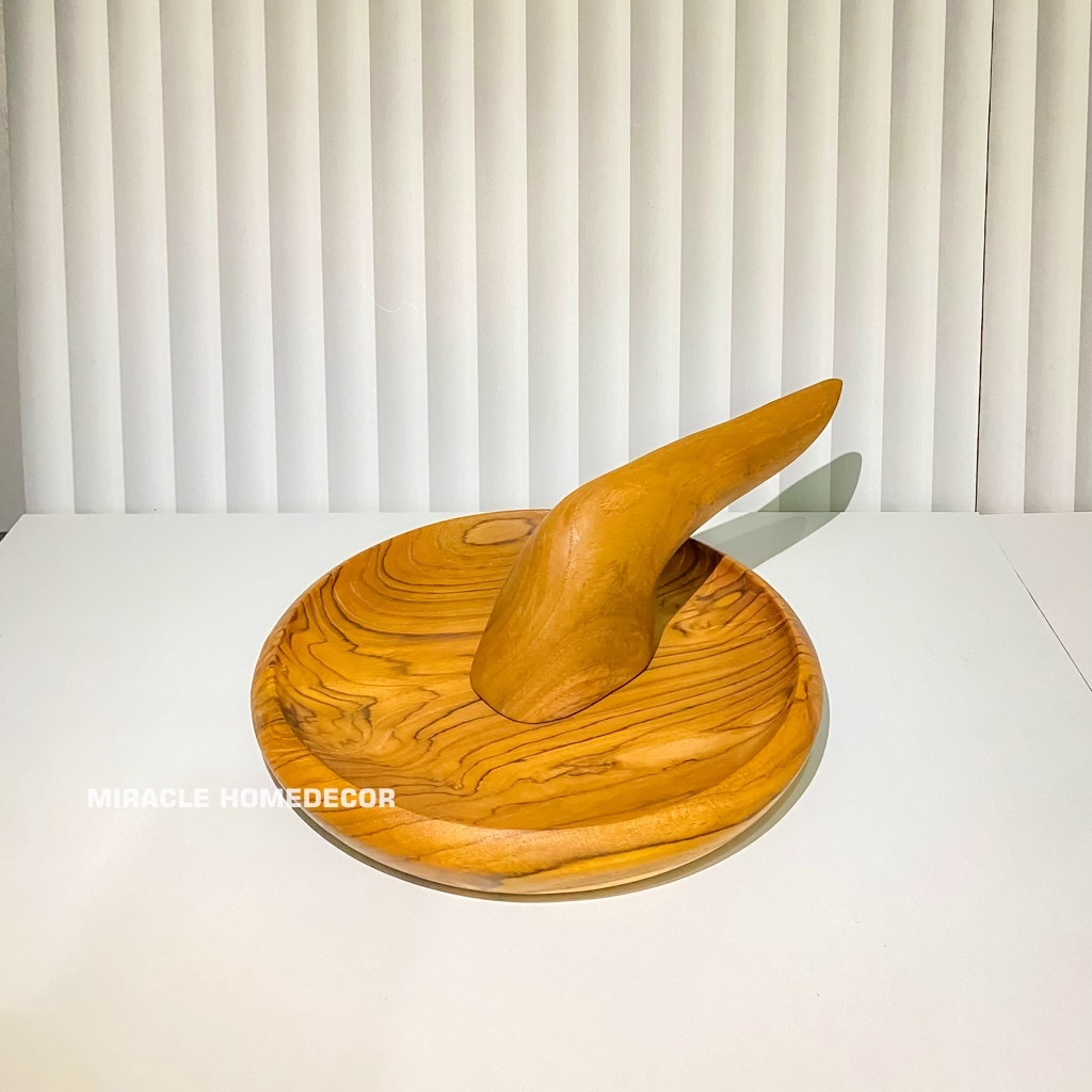 Miracle Homedecor - Cobek Kayu Jati Cobek Set (Cobek + Ulekan) Cobek Kayu Jati Finishing Halus Premi