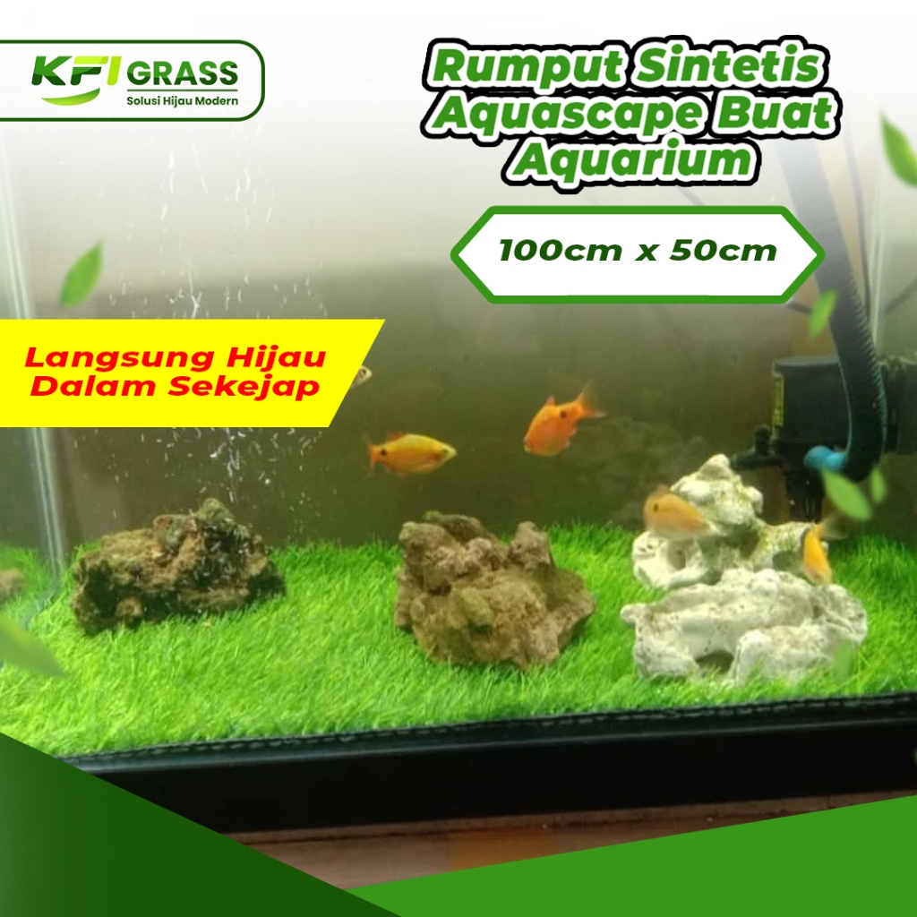 Rumput Sintetis Aquascape 100x50 Swiss Buat Aquarium Original Dari Toko Rumput Sintetis
