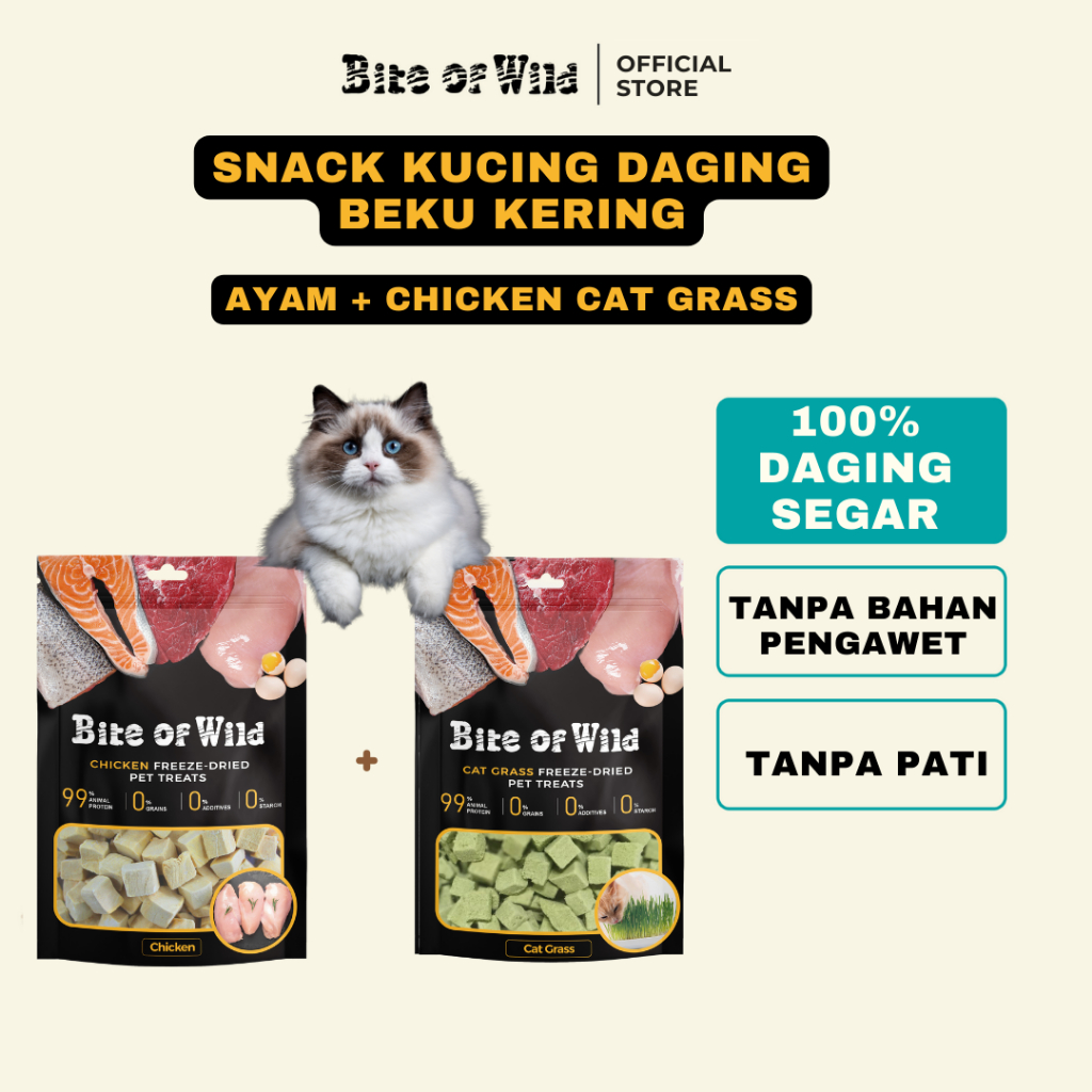 Bite Of Wild - Camilan Daging Beku-Kering Kombo 2 Rasa Freeze Dried 40G