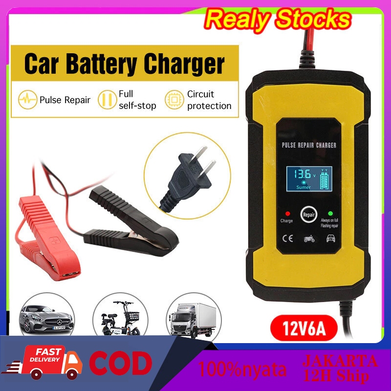 Charger Aki Motor Charger Aki Mobil Intelligent Battery Charger Aki Mobil 12V 6A Charger Aki 12V 6A 