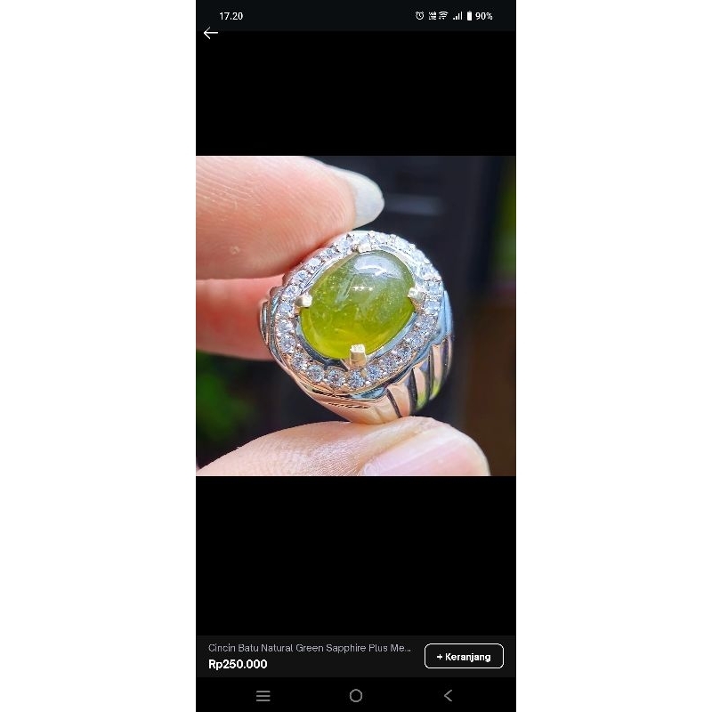 Cincin Batu Natural Green Sapphire Plus Memo