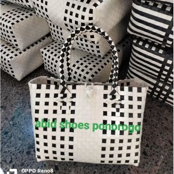 tas monochrome cantik | tas anyaman plastik grosir  murah