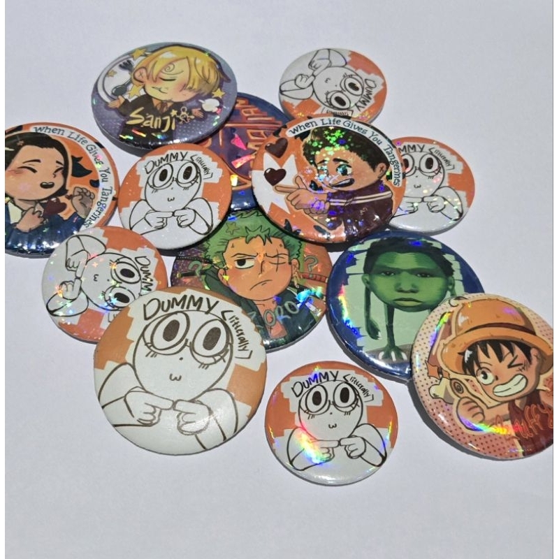 Custom Pin Bros hologram glitter glossy makassar bisa satuan