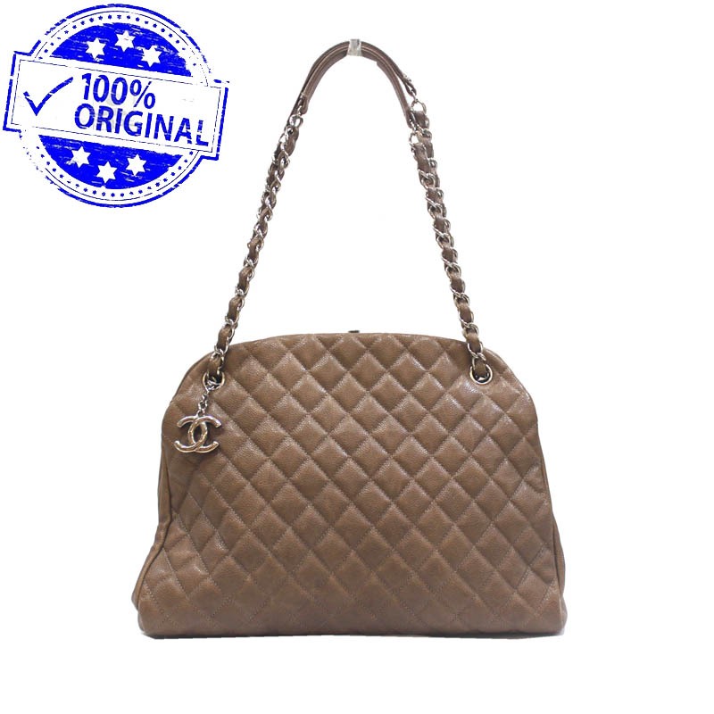 Preloved Chanel Large Mademoiselle Brown Etoupe Caviar Bowling Bag SHW #14