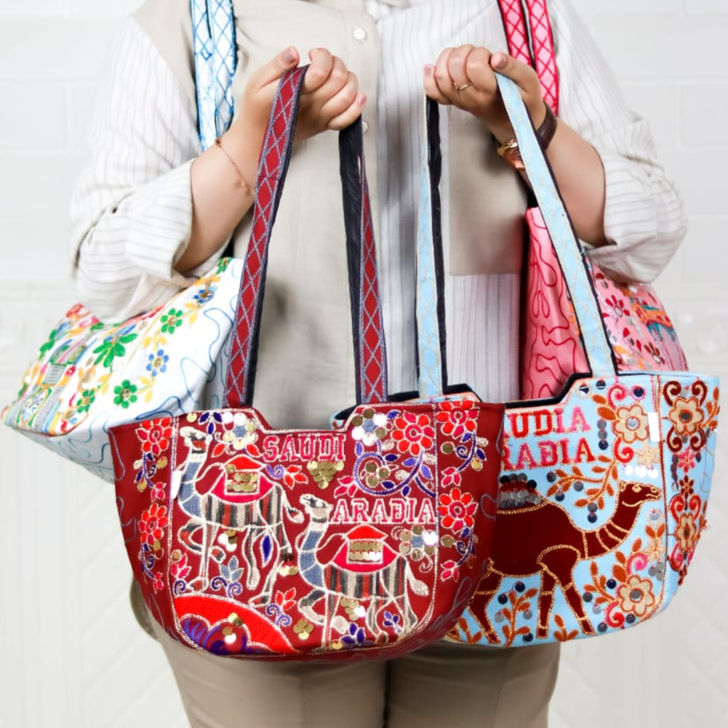 Totebag Pakistan Motif Ethnic Tas Jinjing Wanita Arab Makkah Souvenir oleh Oleh Haji Umroh Premium