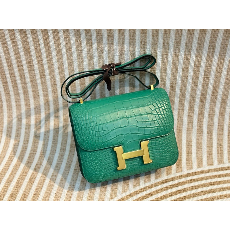 HM Alligator Cons23 Green GHW Authentic Leather
