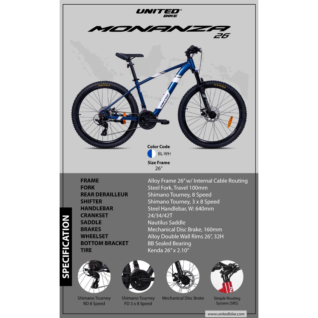 Sepeda Gunung MTB 26 Monanza Frame Alloy by United Bike
