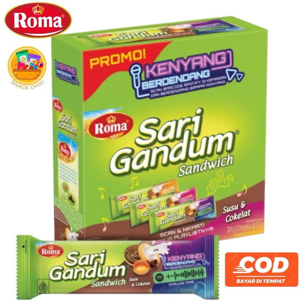 

ROMA SARII GANDUM SANDWICH 1 BOX ISI 12 BUNGKUS RASA SUSU COKLAT