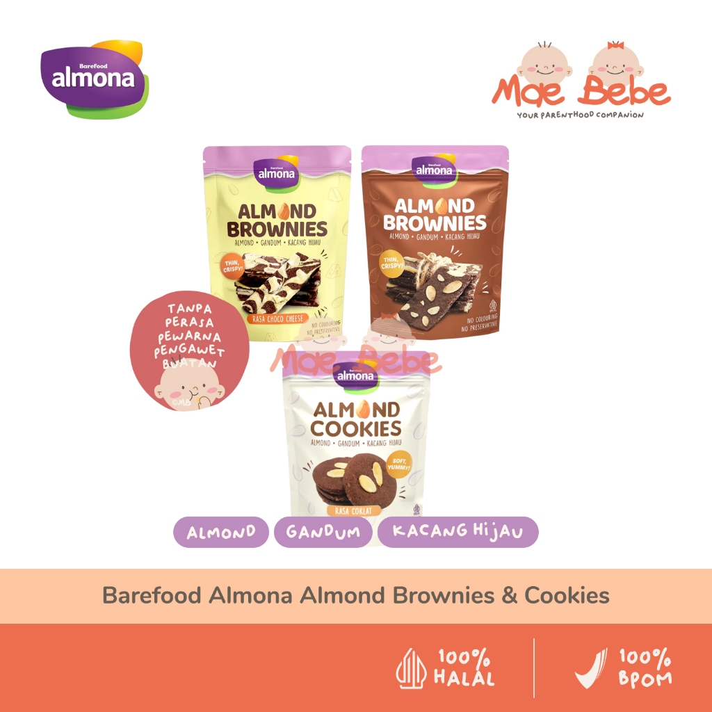 

Barefood Almona Almond Brownies & Cookies Snack Camilan Sehat Tinggi Asam Folat