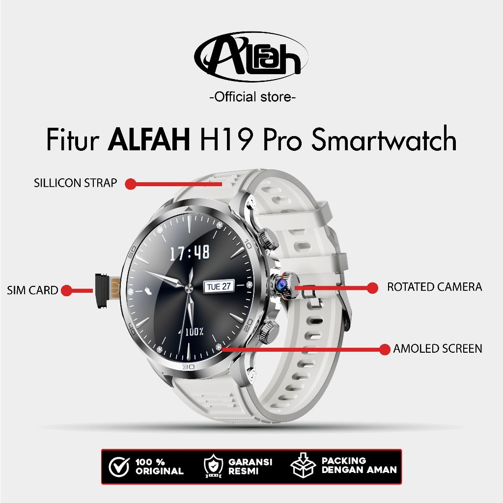 Hot Deals Alfah - H19 Smartwatch 4G/5G Smartwatch Sim Card Wifi Gps Amoled
