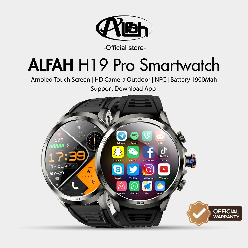 Alfah - H19 Smartwatch 4G/5G Smartwatch Sim Card Wifi GPS Amoled