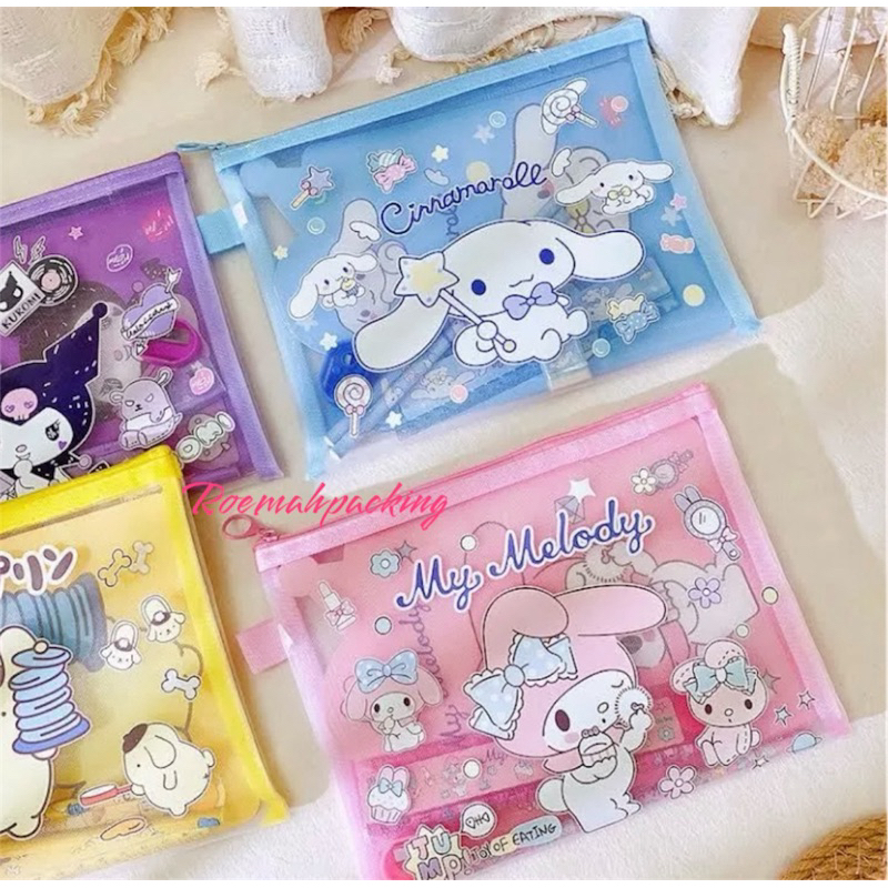 

Kotak Pensil Set Stationery Set 7in1 kuromi melody cinamoroll Hellokitty pompompurin spiderman cars