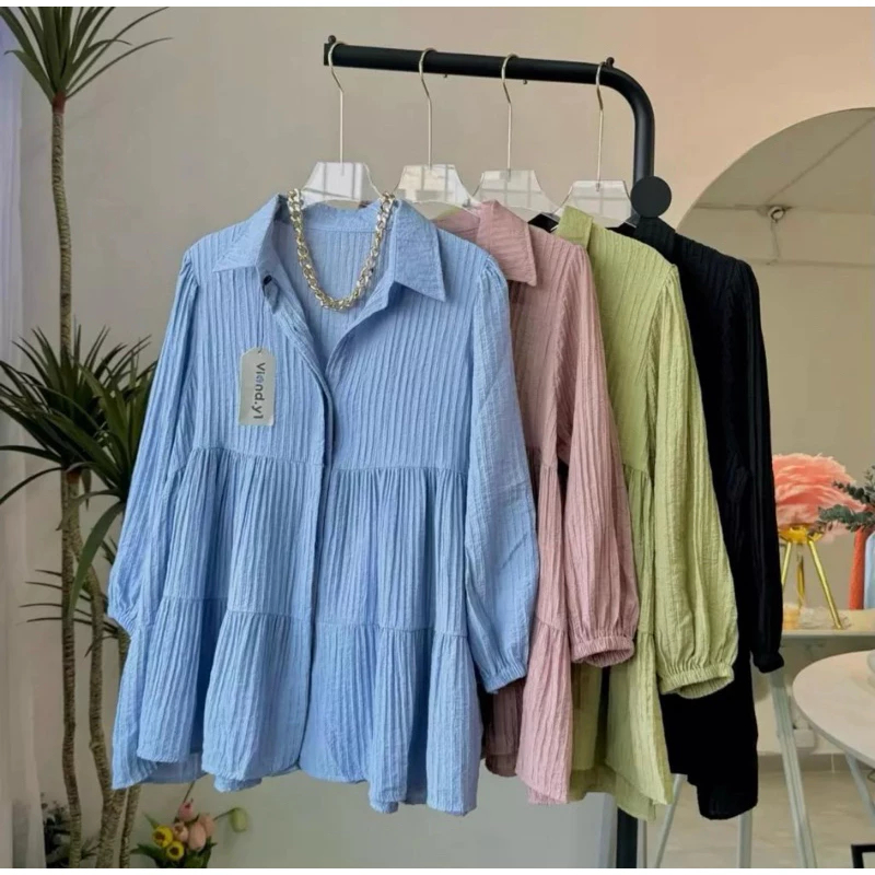 Anaya Blouse Polos Wanita Atasan Cewek Korea Style Blus Cewek Anaya Blouse Premium Wanita