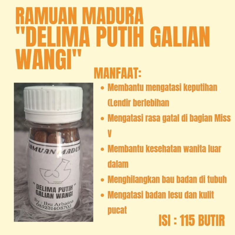 Ramuan madura "DELIMA PUTIH GALIAN WANGI"|Jamu Ampuh Mengatasi Keputihan|Jamu Madura Asli Original|J