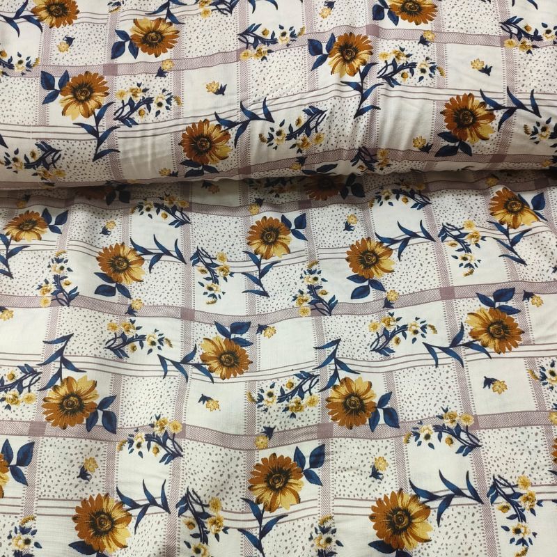 KAIN KATUN RAYON MOTIF BUNGA MATAHARI PREMIUM/GARMENT