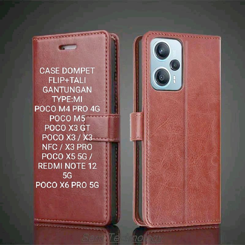 CASE HP FLIP DOMPET + TALI TYPE MI POCO M4 PRO 4G/POCO M5/POCO X3 GT/POCO X3 / X3 NFC / X3 PRO/POCO 