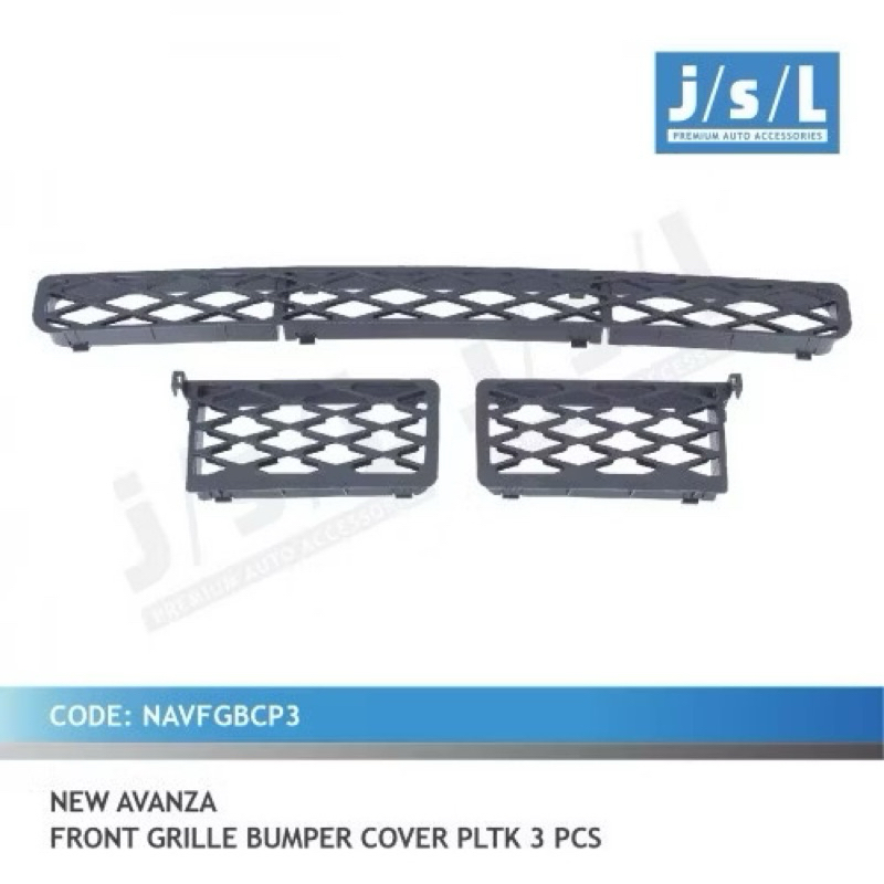 AVANZA NEW 2008 2009 2010 2011 FRONT GRILLE GRILL BUMPER COVER DEPAN MOBIL 3 PCS HITAM VARIASI LIST 