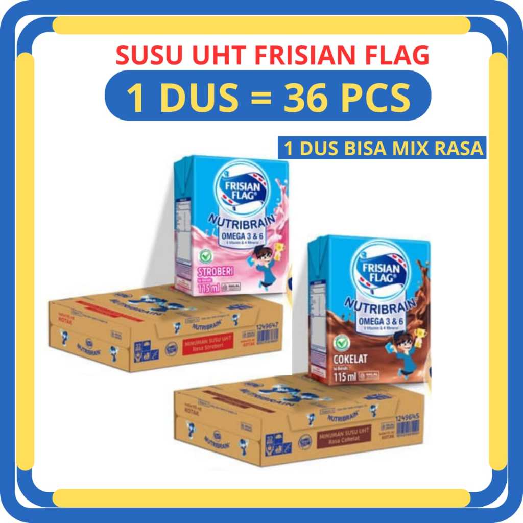 

Susu Frisian Flag UHT 1Dus 36pcs 115ml Varian Rasa Cokelat Strawbery