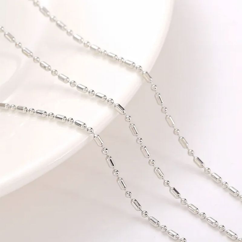 Rantai Kalung Bambu Bola / Bijilada Silver Titanium Stainless 316L Anti Karat Necklace chain wanita 