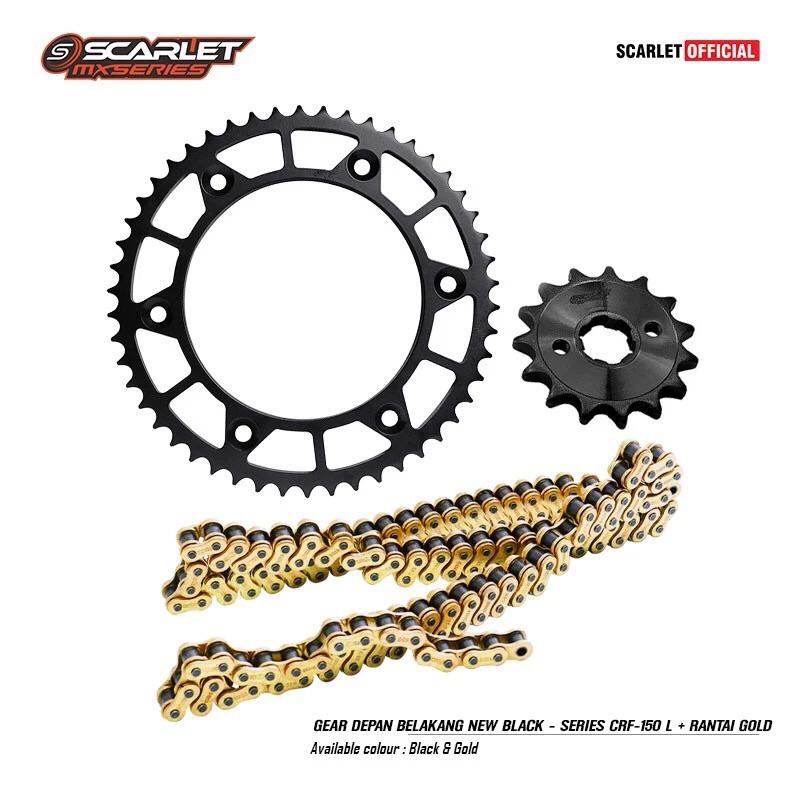 gear set harian trabas supermoto crf 150 l klx dtracker wr155 ger set scarlet black series ukuran de