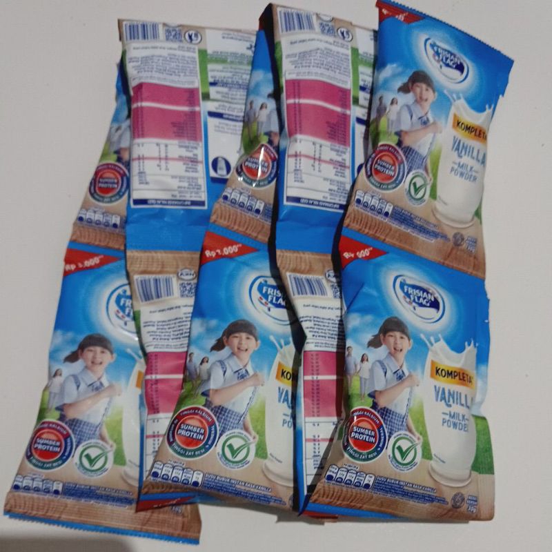 

Susu kompleta vanila milk powder Frisian flag 30 gram isi 10 biji