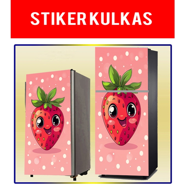 STIKER KULKAS 1PINTU, STIKER KULKAS 2PINTU, WALLPAPER KULKAS MOTIF BUAH