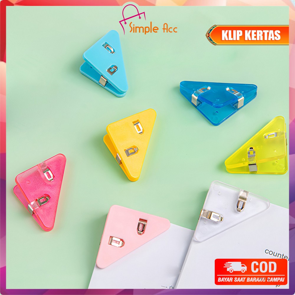 

DO-A119 Paper Clip Segitiga Warna Warni aesthetic Klip Sudut Jepitan Buku Akrilik / Penjepit Kertas Clips Book dan Paper Corner Plastik Serbaguna